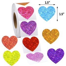WorldBazaar Glitter Valentine's Day Heart Stickers for Envelopes 500pcs Valentine Stickers Decorative Love Stickers Holiday Decorations Wedding Supplies
