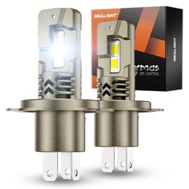 SEALIGHT H4/9003 LED Bulbs Super Bright, 34000LM 6500K White H4 Halogen Raplacement Fog Lights, Canbus Ready Direct Fit, Plug-N-Play, Pack of 2
