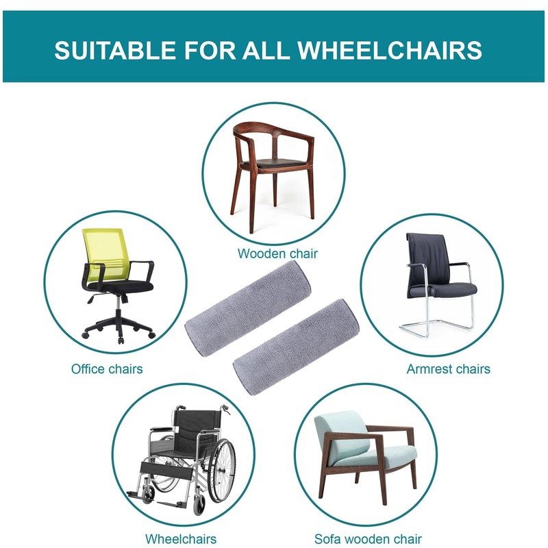 2 Pcs Wheelchair Armrest Pads Covers - Widened Self Adhesive