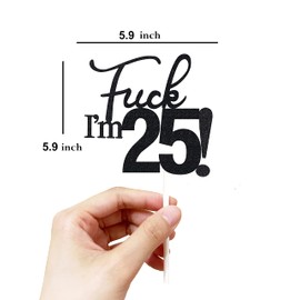 25 decoraciones para tartas, 25 decoraciones para tartas de cumpleaños, purpurina negra, divertida decoración para tartas de 25 años para hombres, 25 decoraciones para tartas para mujeres, decoraciones de 25 cumpleaños, decoración para tartas de 25 cumpl