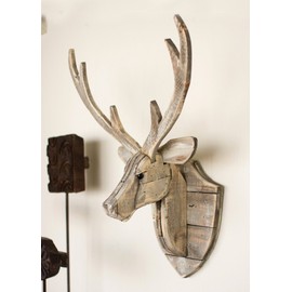 BLACK FOREST DECOR Recycled Wood Deer Head Wall Hanging