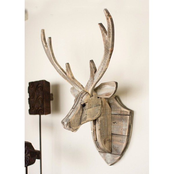 BLACK FOREST DECOR Recycled Wood Deer Head Wall Hanging