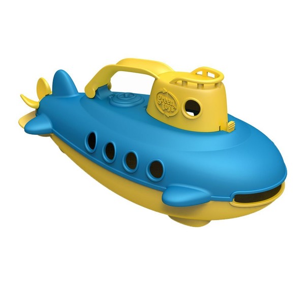 Submarine in Yellow & Blue - BPA Free, Phthalate Free, Bath Toy with Spinning Rear Propeller. Safe Toys for Toddlers, Babies