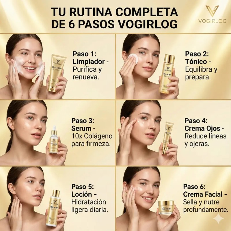 Kit Skincare Colágeno 5 Pasos Rutina Facial Anti Edad