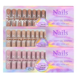 BeauFairy Nail Tips Set, 450PCS Nail Tips for Acrylic Nails, Full Cover French Ballerina Nail Tips Fake Nails, Soft Gel Fake Nails Tips, Soak Off Fake Nail for Nail Tips Art Salons and Home DIY, 028