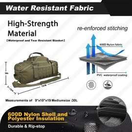 3 In 1 Tactical 30L Military Backpack Travel Duffle Bag for Weekender Gym Workout Deployment