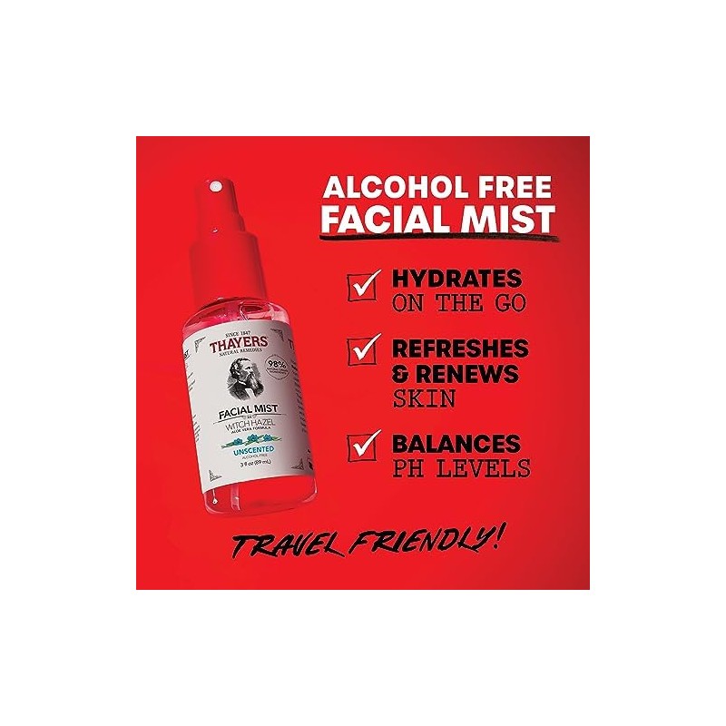 Thayers Unscented Witch Hazel Facial Mist with Aloe Vera Toner