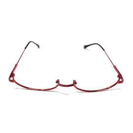 TOKYO GOODS MARKET Oval Half Rim Date Glasses, No Lenses, Bottom Frame, Fashion Glasses, Moe Glasses, One Size Fits Most, red
