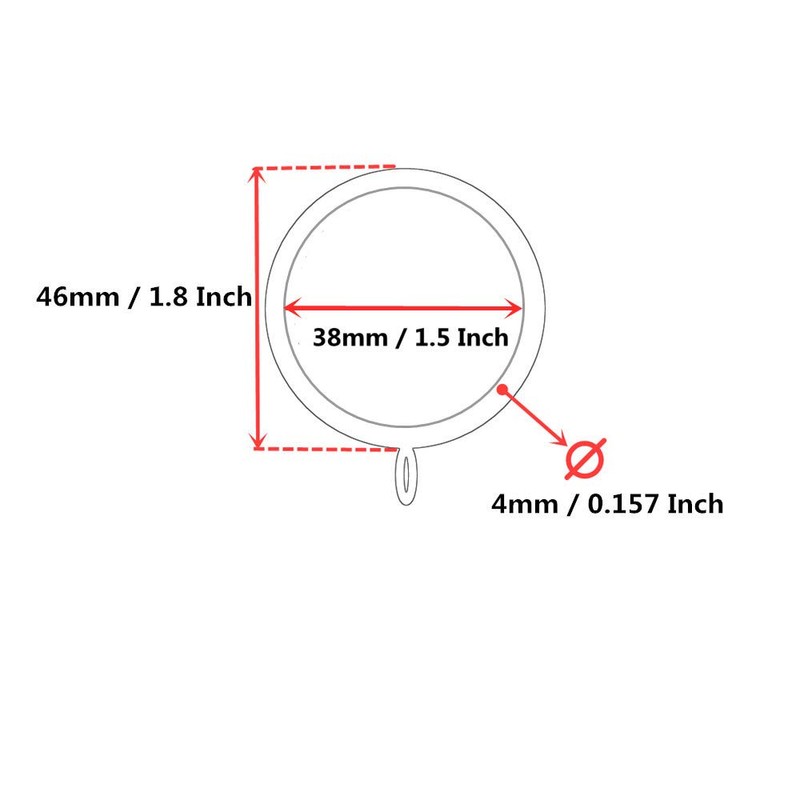 Adiyer 28pcs 1.5-Inch Drapery Rings Black Curtain Rings with Eyelet