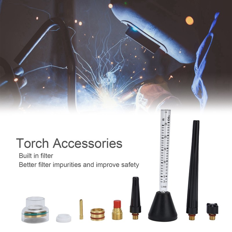 Argon Arc Welding Nozzle Kit Gas Flowmeter Tungsten Needle Sealing