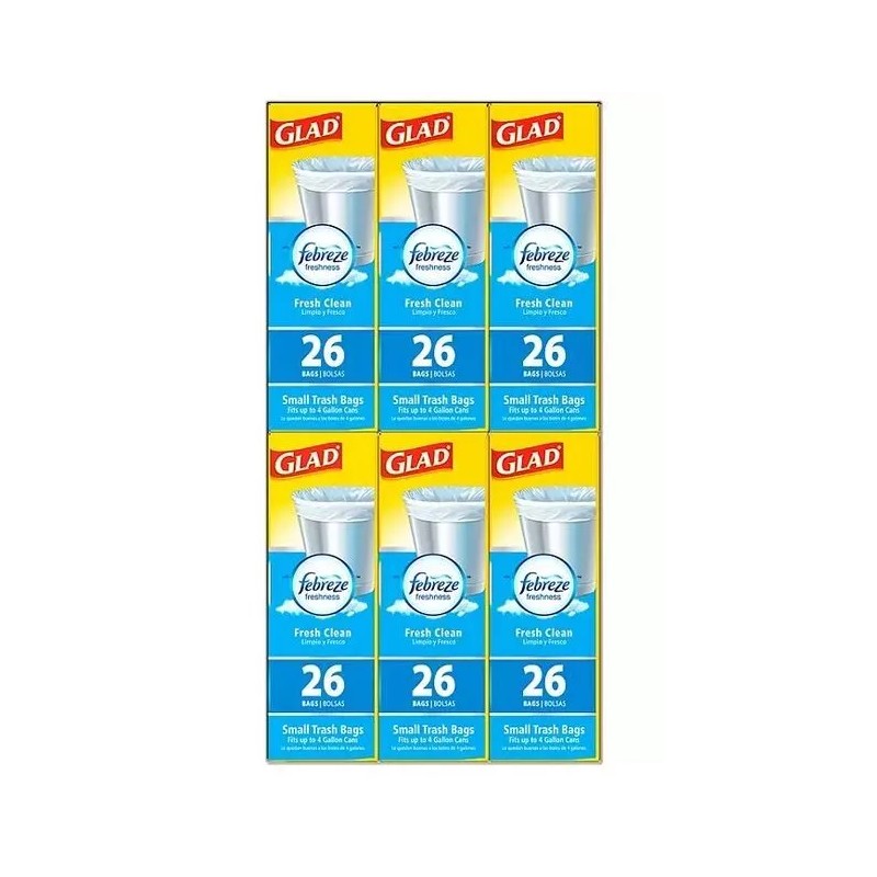 Glad Small Twist-Tie White Trash Bags, Fresh Clean Scent with