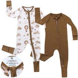 Bamboo Viscose Baby Pajamas 2 Way Zip for Diaper Change 0 to 24 Month Soft Stretchy Sleeper 2 Pack