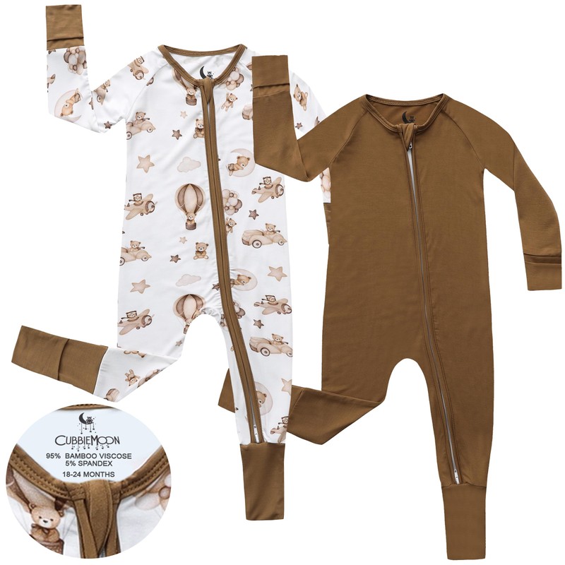 Bamboo Viscose Baby Pajamas 2 Way Zip for Diaper Change