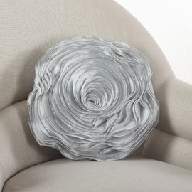 SARO LIFESTYLE Rose Design Throw Pillow, Silver, 13"