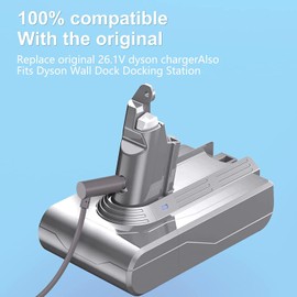 BuFan Cargador para Dyson V6 V7 V8 DC58 DC59 DC60 SV03 SV04 SV06 - Adaptador de Corriente Alterna de 26.1 V 0.78 A con Cable de Alimentación Inalámbrico