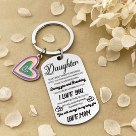 To My Daughter Keychain Gifts from Mom Inspirational Daughter Birthday Gift Idea Valentines Day Christmas Graduation Gifts for Daughter You Will Always My Baby Girl Keyring