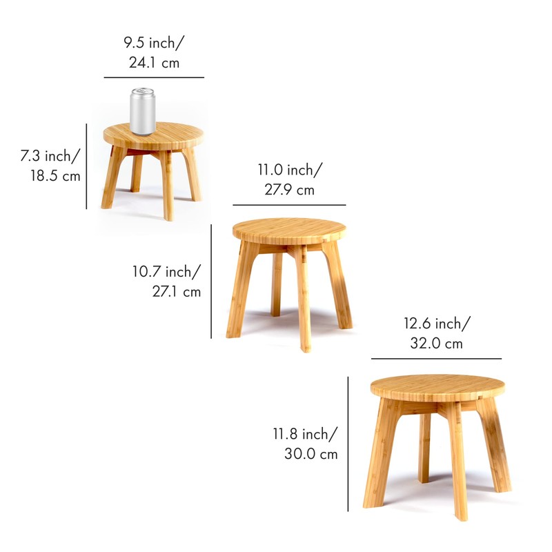 GOBAM Bamboo Step Stool, 7.3 inches - Sturdy Foot Stool