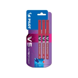 Pilot V5 Roller Ball Pen - Red (Pack of 3)