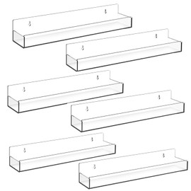 CRAFTIFANO Clear Acrylic Spice Rack Wall Mounted 15 inch Floating Shelf with Removable End Guards for Kitchen Cabinet Door Cupboard Bathroom Holds Jars Nail Polish Books Toiletries (4 PCS)