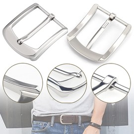 ZDNT Pack of 3 Belt Buckles Men's Metal Classic Belt Buckle 3.8 cm (38-40 mm) Single Prong Square Belt Buckle Replacement Snap Buckle Belt Buckle for Men Women Belt, silver