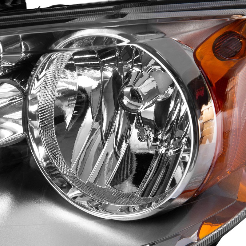 HECASA Pair Headlight Headlamp Chrome Housing Clear Lens Compatible With