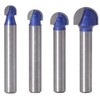 Wolfride 4pcs Core Box Router Bit 1/4 Inch Shank Round