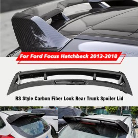 Unbranded For 2013-18 Ford Focus Hatchback RS Style Rear Roof Top Spoiler Wing Carbon Look