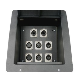 Elite Core | FB8-4XF2XM2E | Recessed Floor Box | 4 XLR Female, 2 XLR Male, and 2 Tactical Ethernet Connections