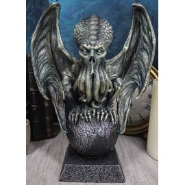 Ebros Gift High Priest Great Old Ones The Call of Cthulhu Sitting On Earth Globe Orb Figurine 9.5" H Fantasy Mythology Kraken Sea Monster Octopus Sculpture The Ancient One Nautical Marine Decor