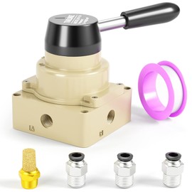 TAILONZ PNEUMATIC Rotary Lever Hand Valve HV-04 1/2”BSP Air Flow Control 3 Position 4 Way