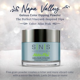 SNS Healthy Natural Nails SNS Nail Dip Powder, Gelous Color Dipping Powder - Atlas Peak (Blue) - Long-Lasting Dip Nail Color Lasts 14 Days - Low-Odor & No UV Lamp Required - 1oz
