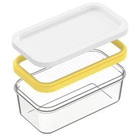 UNIVIVO Butter Slicer Cutter, Stick Butter Container Dish with Lid for Fridge, Easy Cutting Two 4oz Sticks (Not Airght, Small)