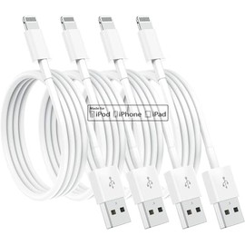Susnwere Susnwere 4 Pack [Apple MFi Certified] Apple Charging Cables 6ft, iPhone Chargers, Lightning Fast iPhone Charging Cord for iPhone 12/11/11Pro/11Max/ X/XS/XR/XS Max/8/7, ipad(White)