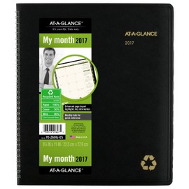 At-A-Glance – Calendario mensual planificador/Nombramiento libro 2017, 8 – 7/20,3 x 27,9 cm Negro Reciclado (70 – 260 G-05)