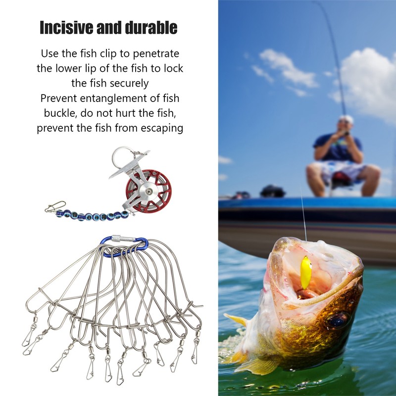 Fish Stringer Live Fish Lock with Reel Float Steel Wire