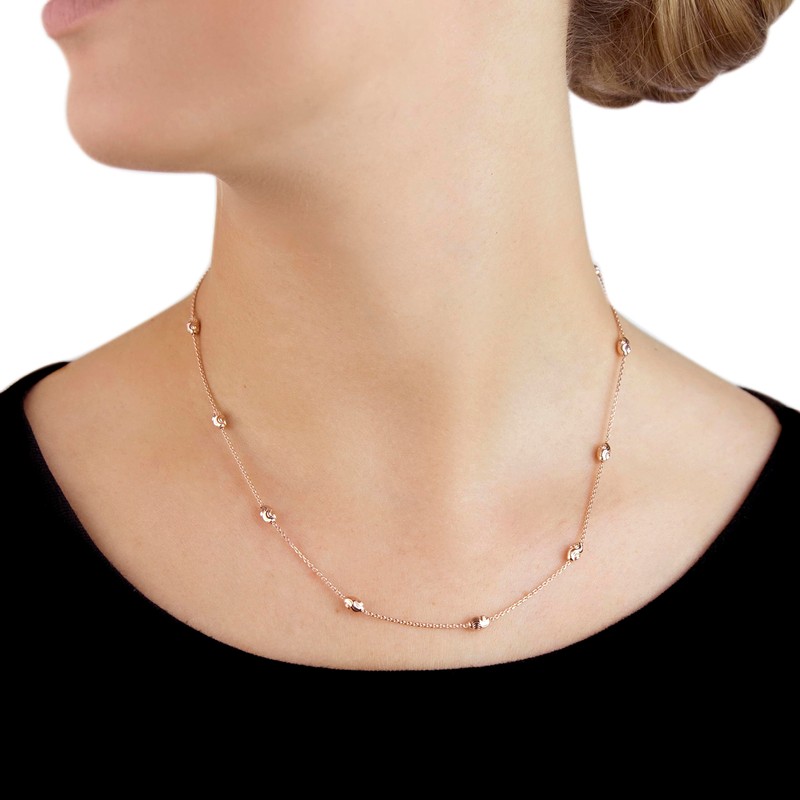 Tuscany Silver Rose Gold Plated Diamond Cut Ball and Trace