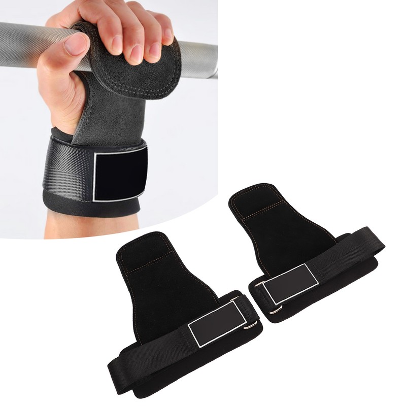 1Pair Real Leather Weight Lifting Wrist Straps Weight Lifting Grips