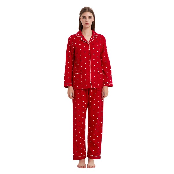 GLOBAL Pyjamas for Women Flannel Cotton Sleepwear long Ladies Pyjamas