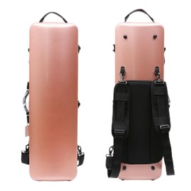 YoungMonic 4/4 Full Size Violin Case Carbon Fiber Rectangular Code Lock Violin Box Lightweight Colourful Case with Strong Strap Violin Bag (Rosegold)