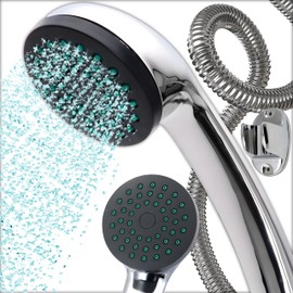 Shower Head with Hose and Holder, Shower Head 19 x 7 cm, Hand Shower, Economy Shower Head, Shower Head with Shower Hose, Shower Head, Stainless Steel, Universal, Water-Saving for Bathing