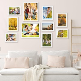 BESCRCL 10 Pack Picture Frames Collage Wall Decor, Gallery Wall Frame Set for Tabletop or Wall Mounting Display, Multi Size with Two 8x10, Four 5x7, and Four 4x6 Photo Frames, White