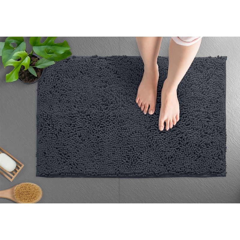 LuxUrux Bath Mat-Extra-Soft Plush Bath Shower Bathroom Rug, 1'' Chenille