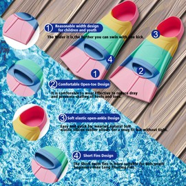 Prsca Kids Swim Fins,Short Youth Fins Swimming Flippers,Swim Training Fins for Lap Swimming,for Children Girls Boys Beginners