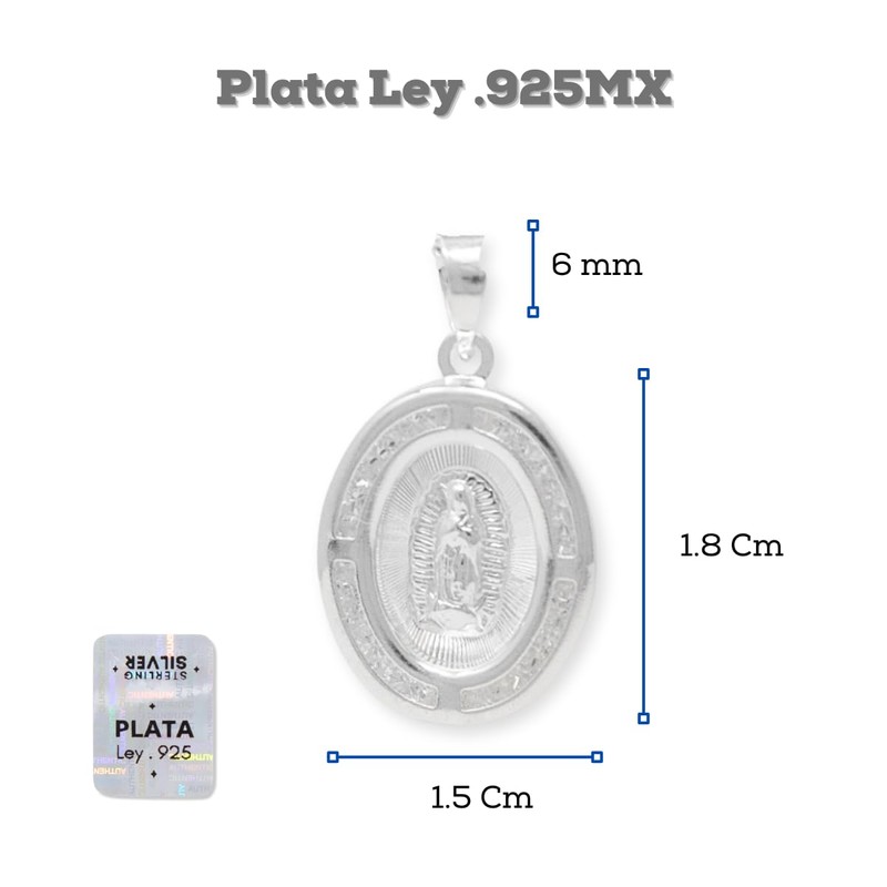 Collar con Medalla de la Virgen de Guadalupe en Plata