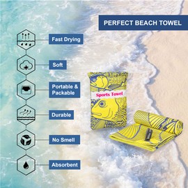 4Monster Microfiber Beach Towel with carry bag Sand Proof Travel Towel Quick Dry Lightweight Towel for Hiking Yoga Gym Sports Swimming Camping Fitness Bath