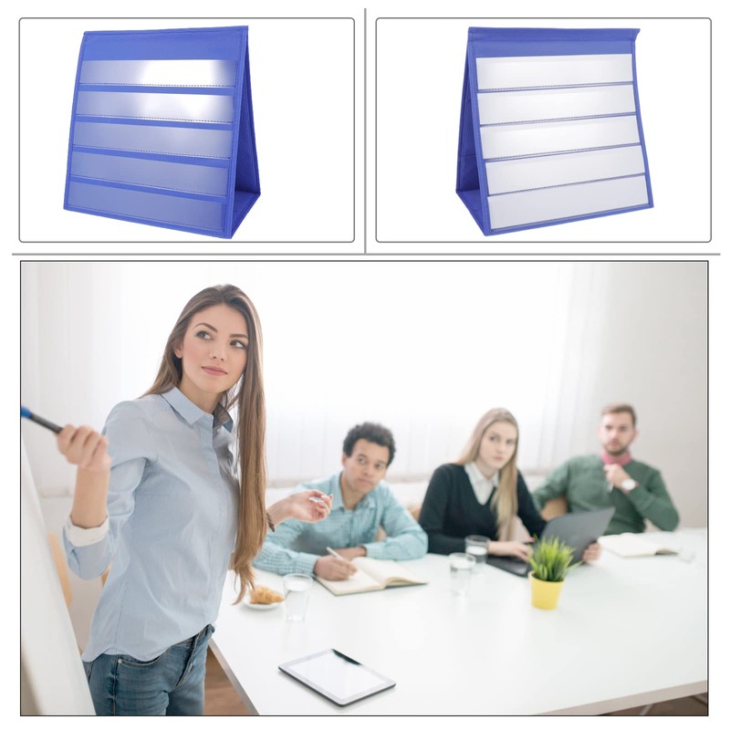Toyvian Tabletop Desktop Pocket Chart with 20 Dry Erase Cards