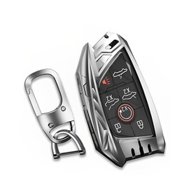 YONUFI for Corvette C8 Key Fob Cover Metal Key Case with Keychain 2023 2024 2022 (JC8-Gray)