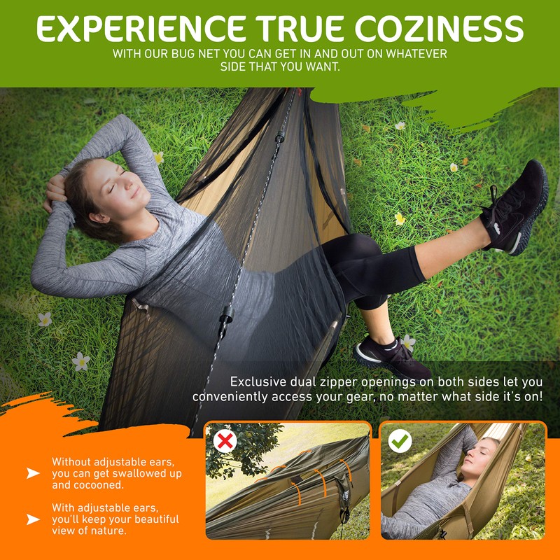 Cushy Camper Premium Hammock with Rain Fly, Bug Net, Tree