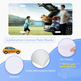 10 Pieces 12''x6'' Sublimation License Plate Blanks, Heat Thermal Transfer Sheet DIY Picture Blank License Plates, Metal Aluminum Car Front License Plate for Custom Design (White)