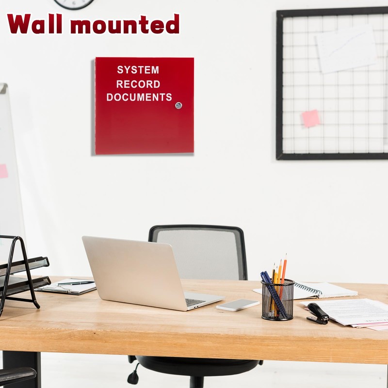 MorningRo System Record Documents Enclosure, Red, Left-hinged Door
